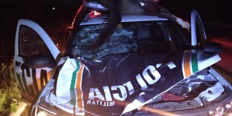 Aracati: viatura da PM colide com animal na BR-304