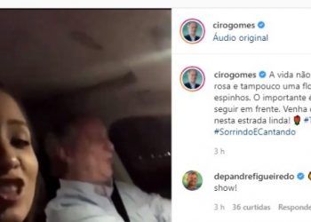 Ciro Gomes faz publicação cantando ao lado de sua mulher; veja o vídeo