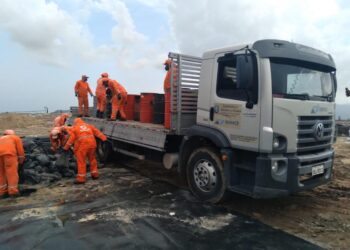 Manchas de óleo: 8.200 mil litros de material recolhido, segundo Semace