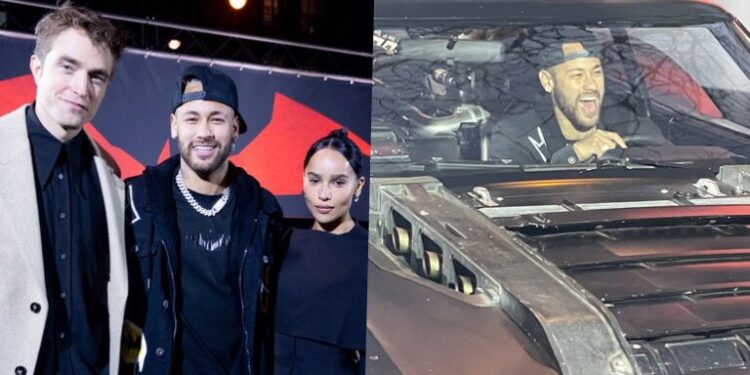 Fã de ‘Batman’, Neymar encontra elenco do novo filme  e dirige batmóvel