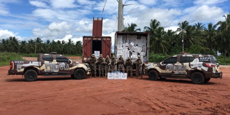 Caminhões com grande quantidade de cigarros contrabandeados são apreendidos em ação da Coin/SSPDS