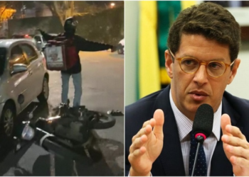 Ricardo Salles, ex-ministro do Meio Ambiente, bate em moto de entregador em São Paulo
