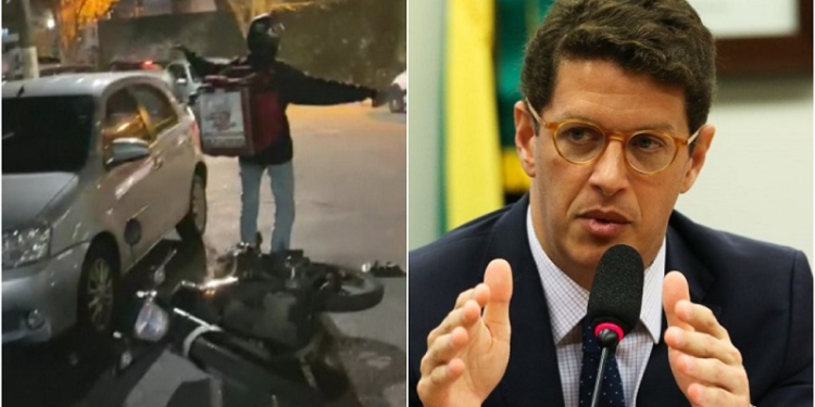 Ricardo Salles, ex-ministro do Meio Ambiente, bate em moto de entregador em São Paulo
