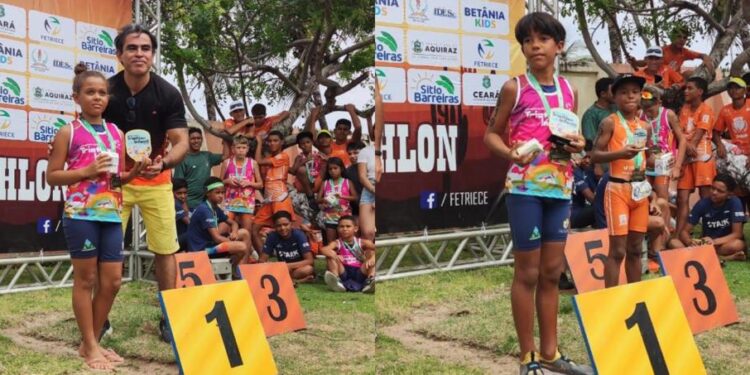 Aracati é destaque no Campeonato Cearense de Triathlon com dobradinha de campeões na categoria 9 anos