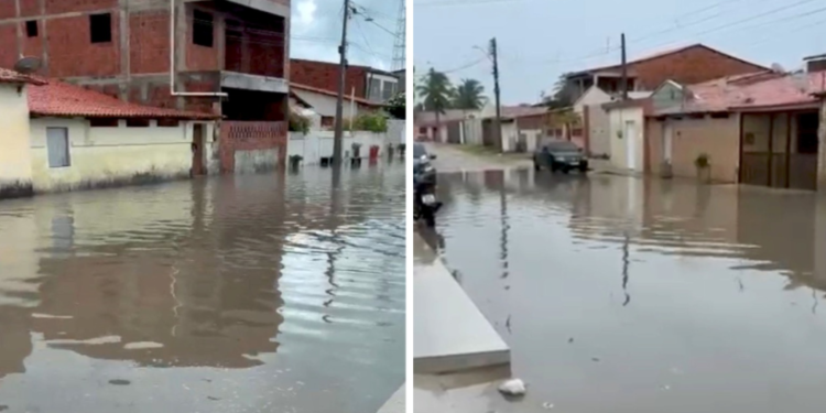 Moradores de Beberibe sofrem com alagamentos após fortes chuvas