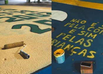 As cores do Hexa: moradores de Aracati resgatam a tradição histórica de pintar as ruas para a Copa